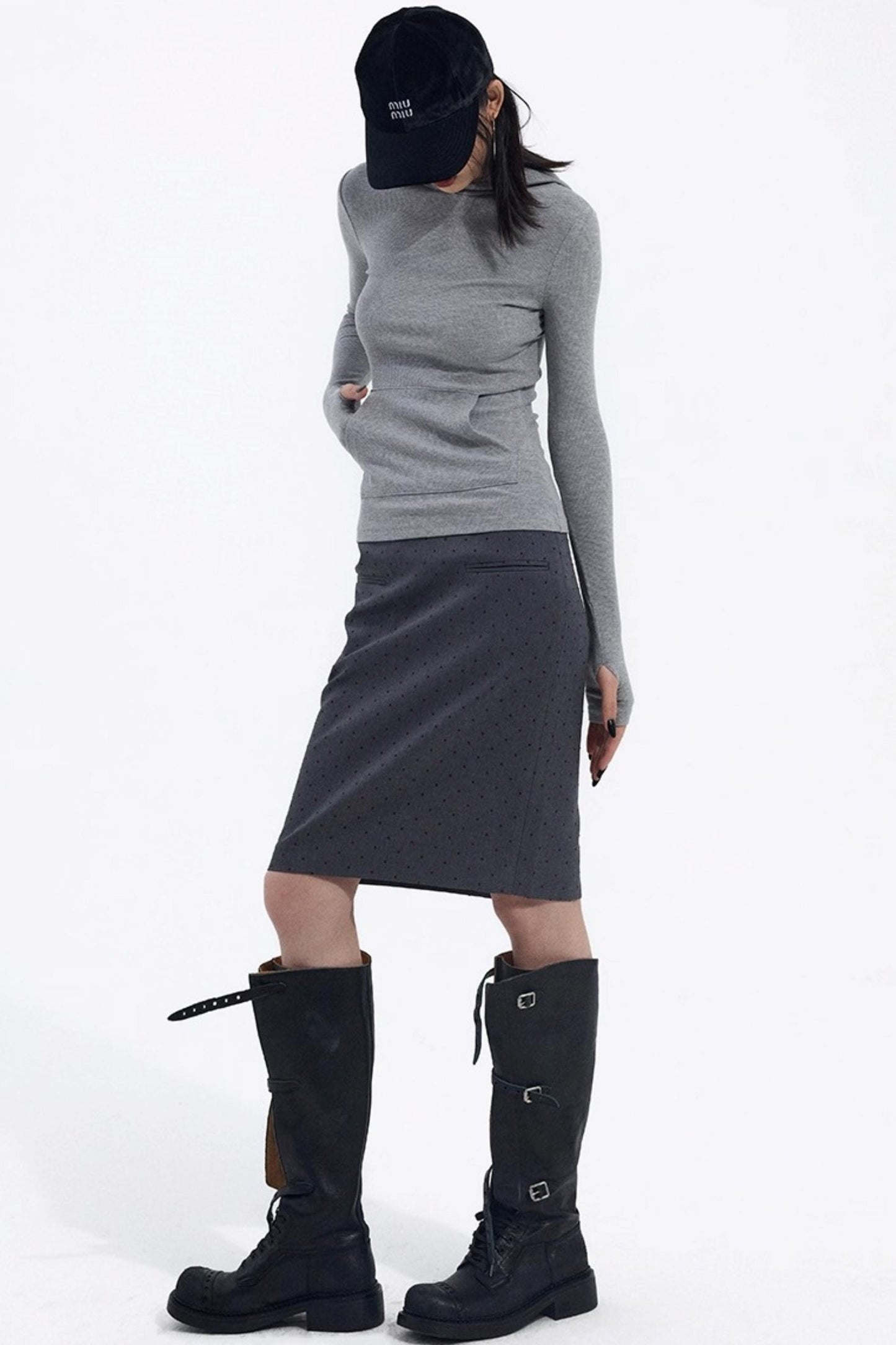Gray Hooded Winter Sweater