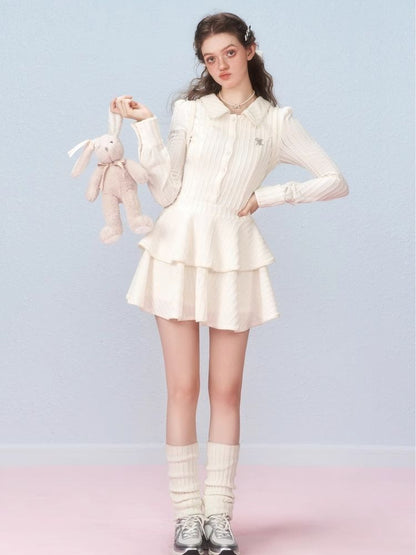 Long Sleeve Bow Cake Dress