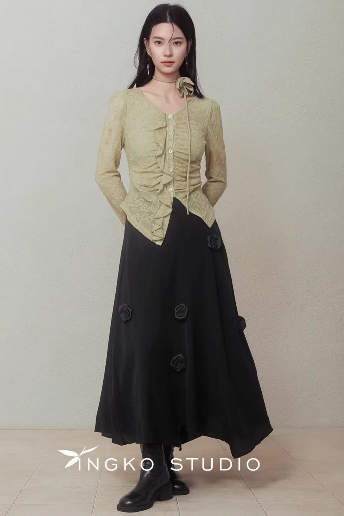 Spring Bud Green Floral Top