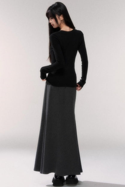 Thick Wool A-Line Skirt