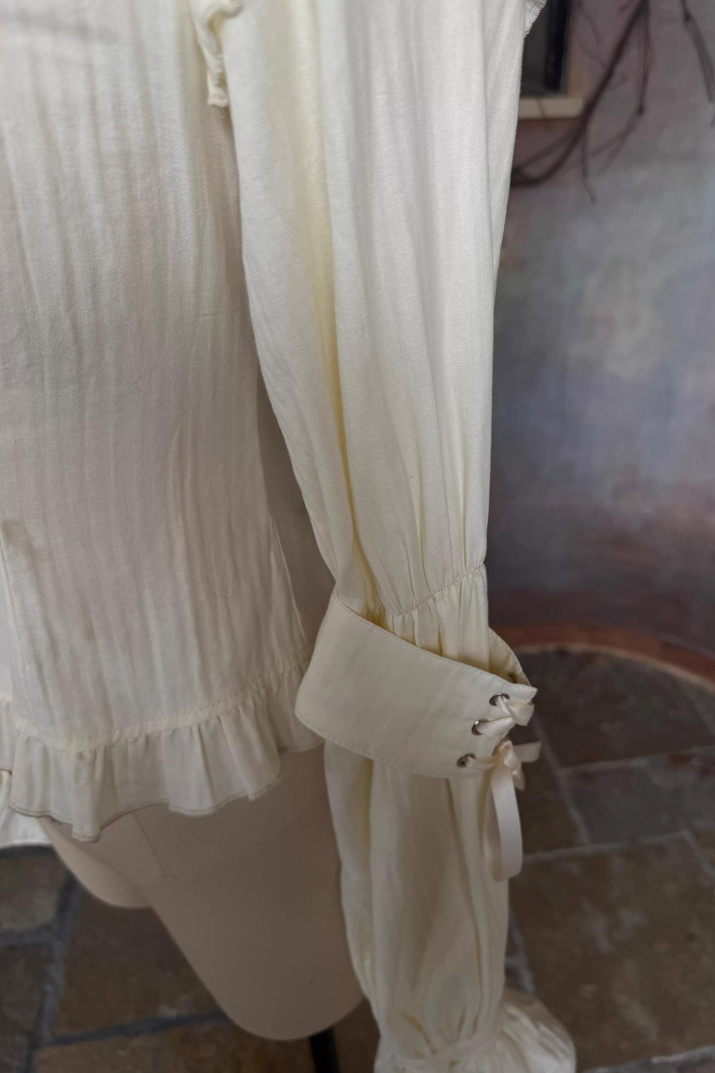 Beige Lace Trim Shirt