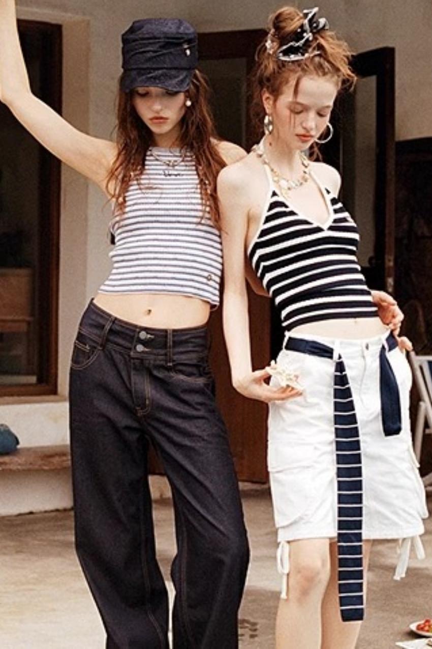 Uena Striped Suspender Set