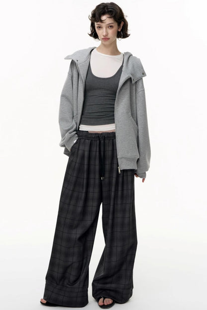 Casual Large Zip Hooded Cardigan