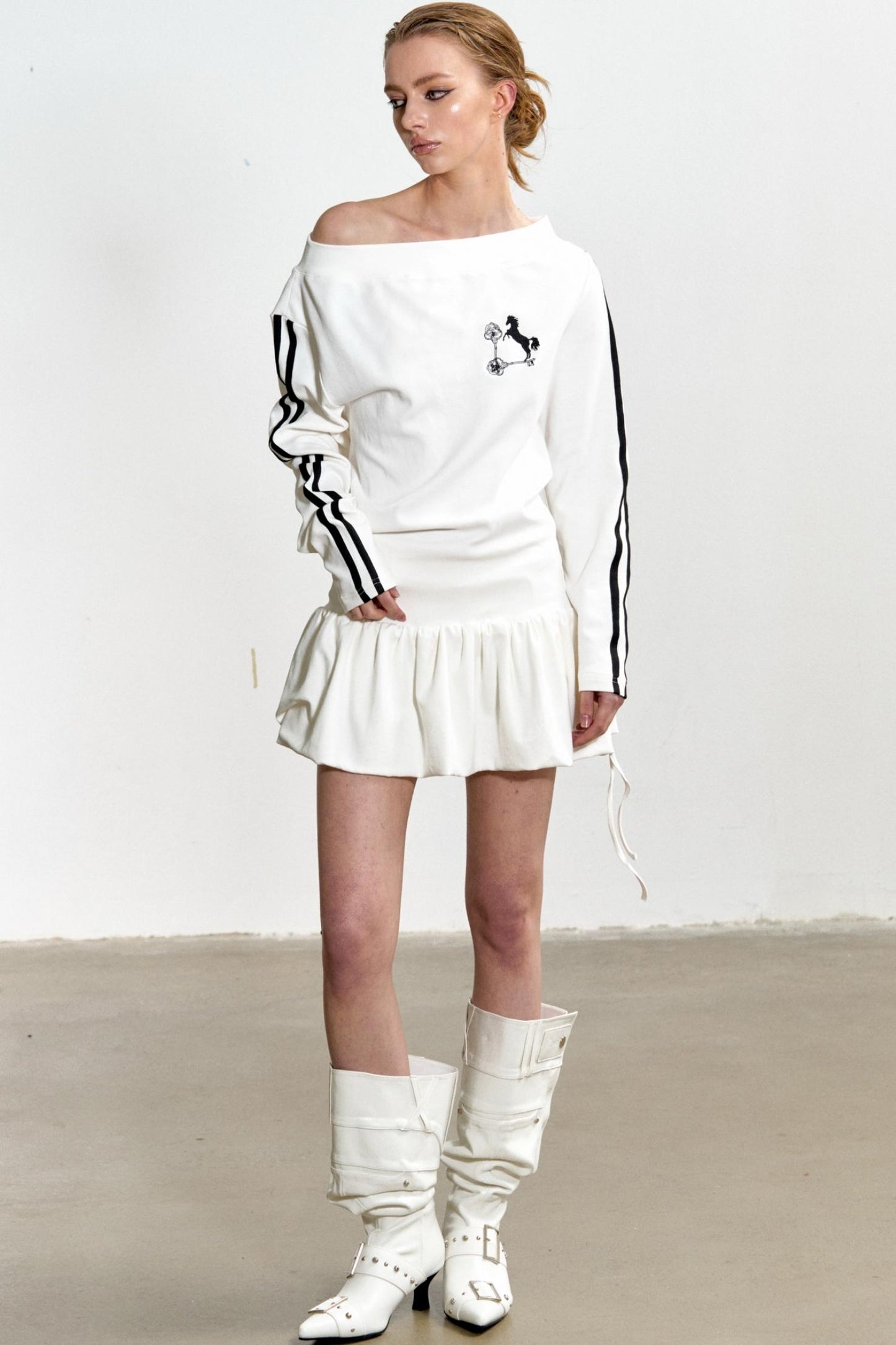 Slouchy Pleated T-Shirt Dress