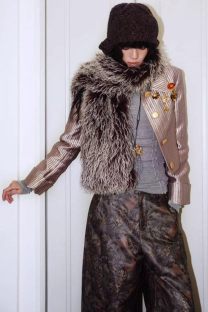 Vintage Lace-up Plush Scarf