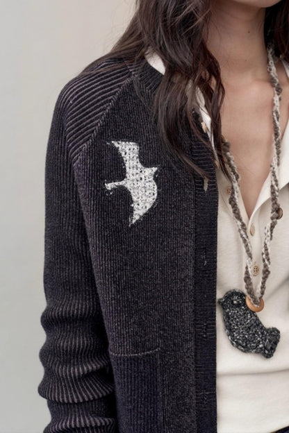 Patch Embroidered Knitted Cardigan