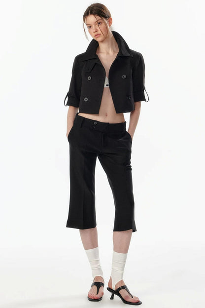 Cropped Convertible Collar Top