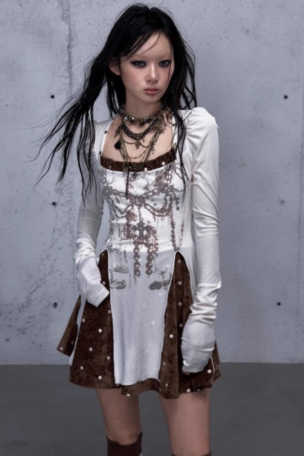 Baroque Velvet Plaid Dress