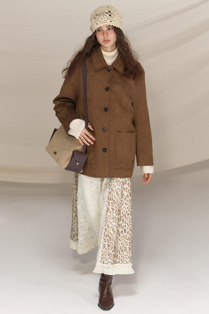 Silk Leopard Print Patchwork Skirt