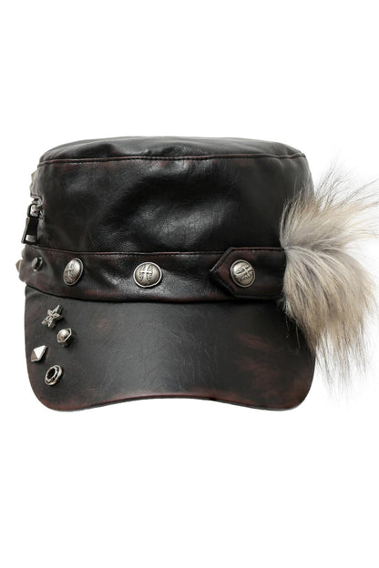 Punk Studded Leather Flat Cap