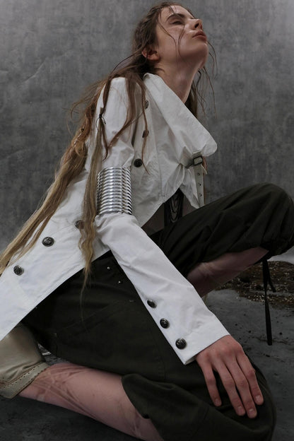 Detachable Sleeve Turtleneck Windproof Jacket