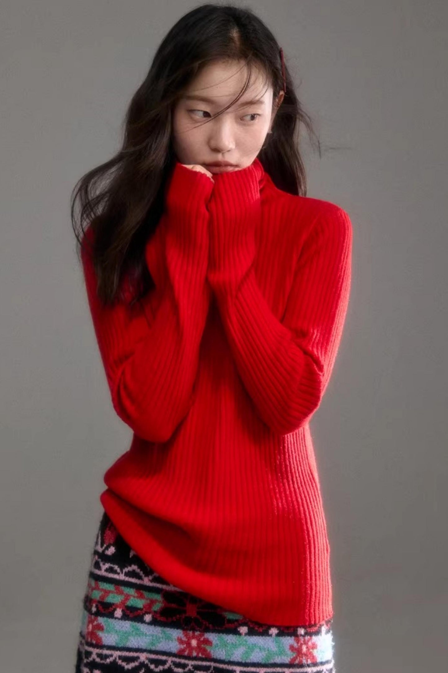 Soft Cloud Ribbed Turtleneck Sweater