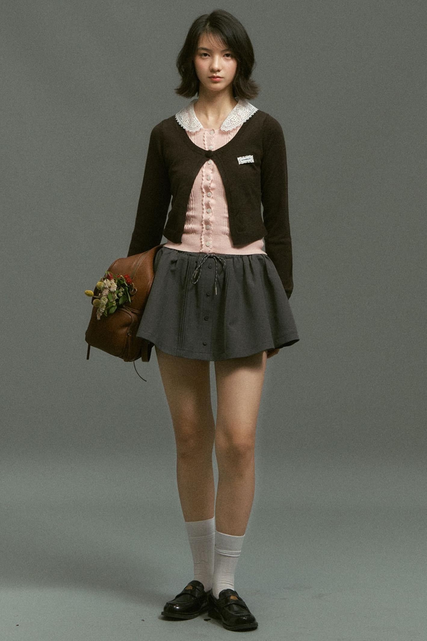 Fake two Piece Lace Knit Top