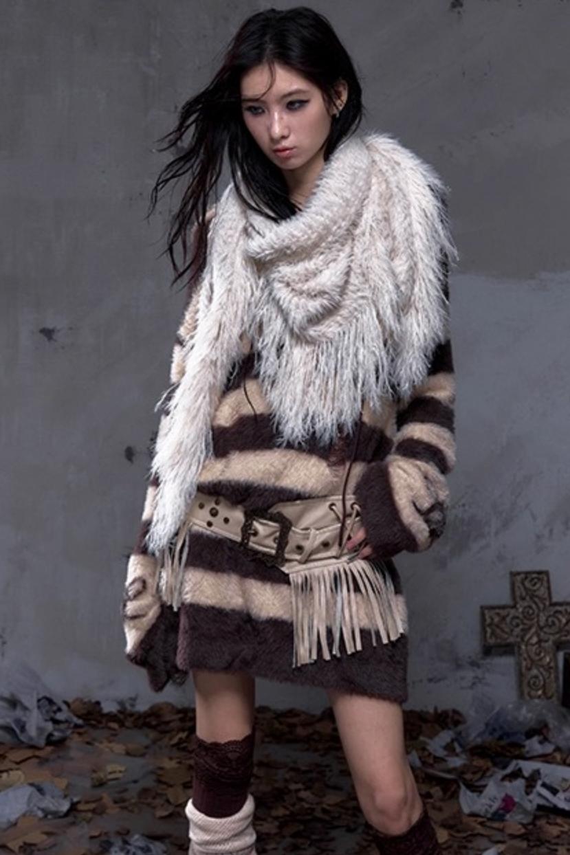 Vintage Fringe Triangle Scarf