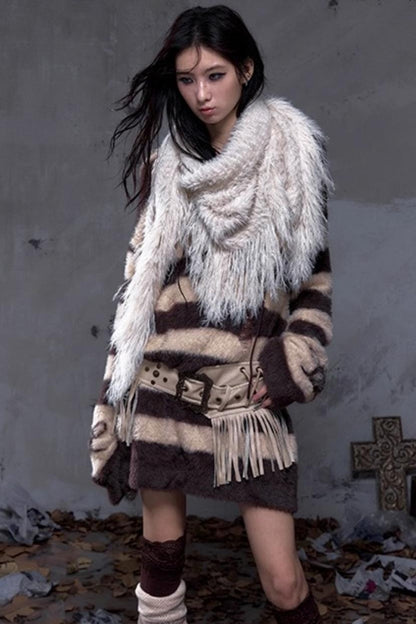 Vintage Fringe Triangle Scarf