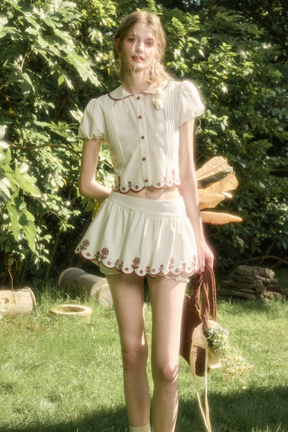 White Lace Shirt Skirt Set-Up