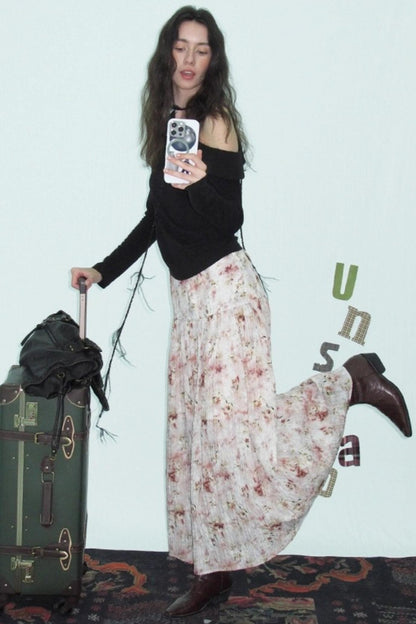 Shrink Silver Print Floral Skirt