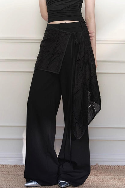 White Lace Wide-Leg Pants