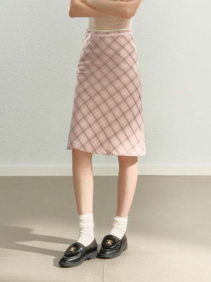 Sweet Plaid Calf Length Skirt