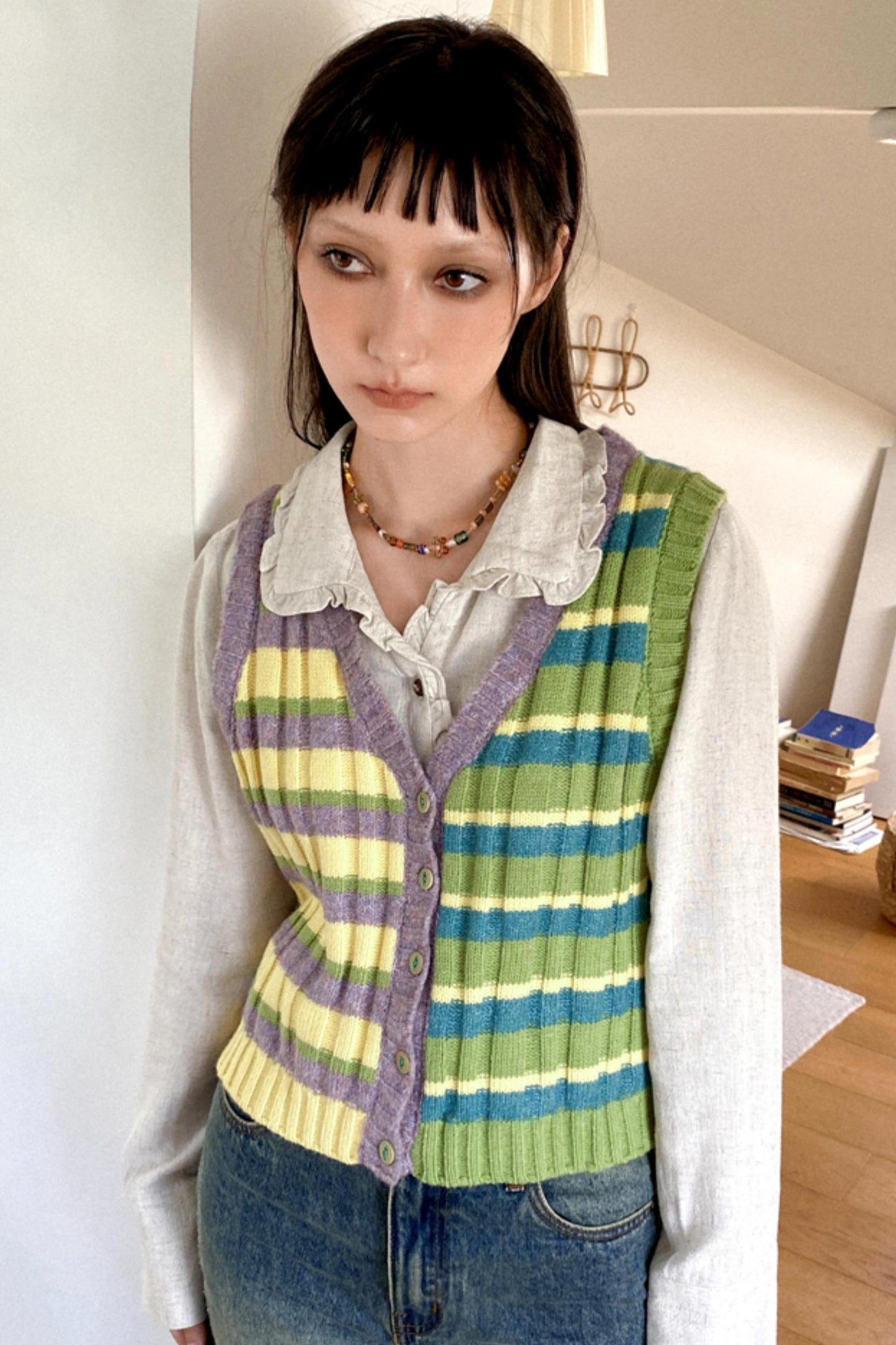 Layered Style Cardigan Vest