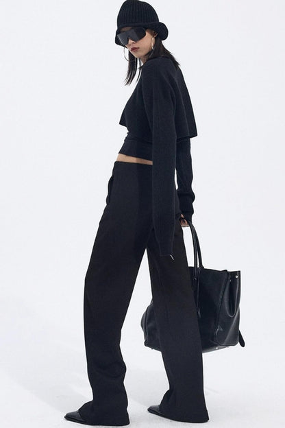 Solid V-Waist Fleece Pants