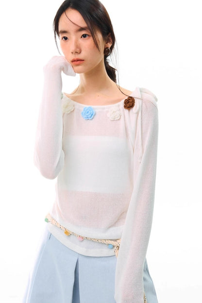 Flower Crochet Knit Top