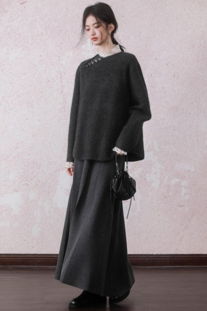 Stone Gray Rabbit Fur Top