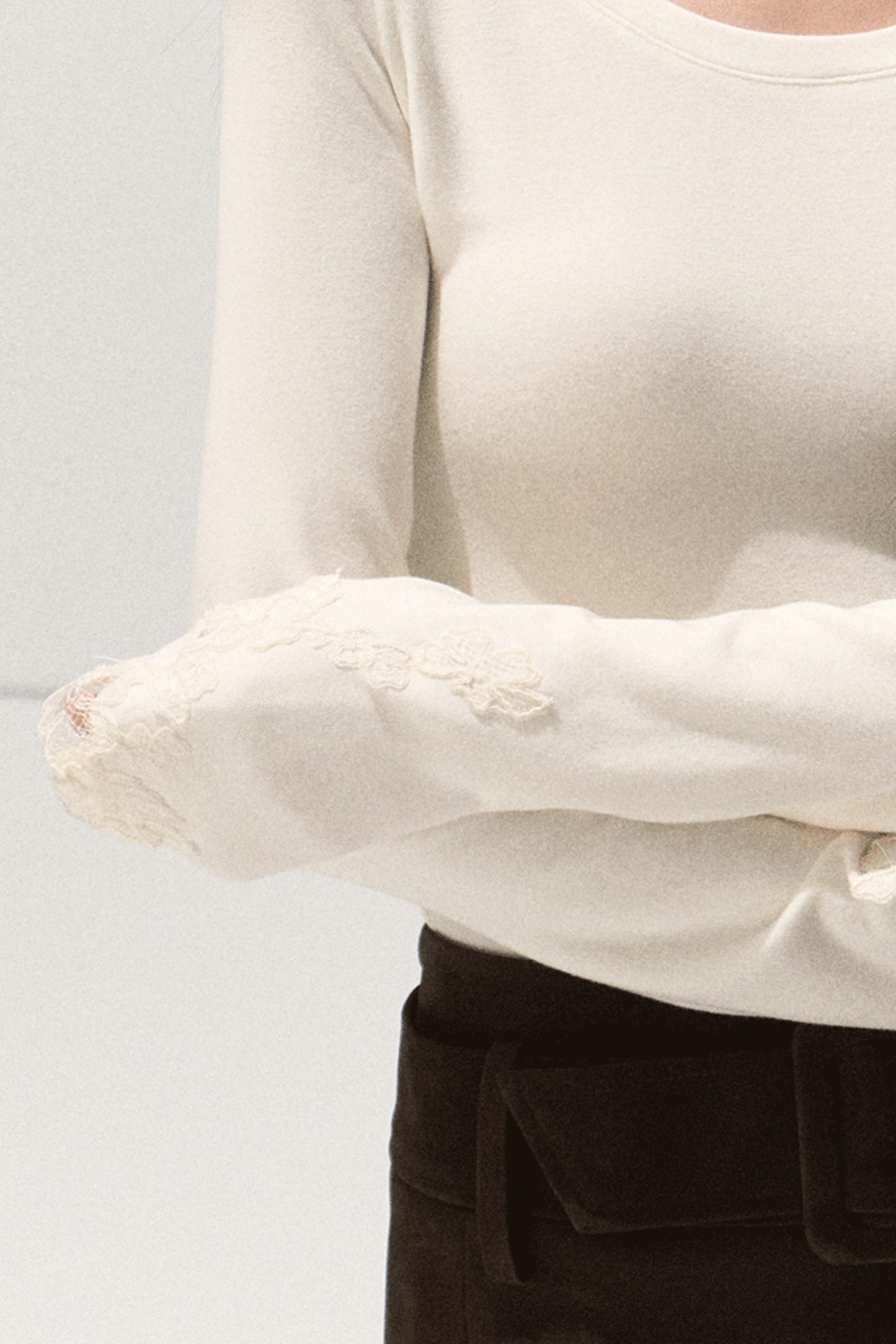 Wool Slim-Fit Lace Top