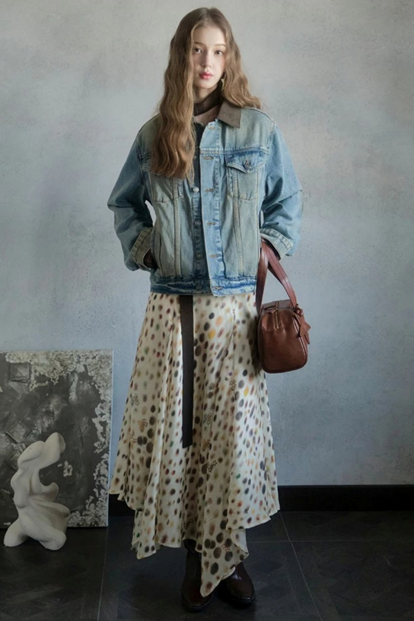 Artistic Polka Dot Asymmetrical Skirt