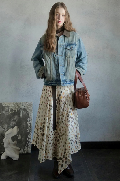 Artistic Polka Dot Asymmetrical Skirt
