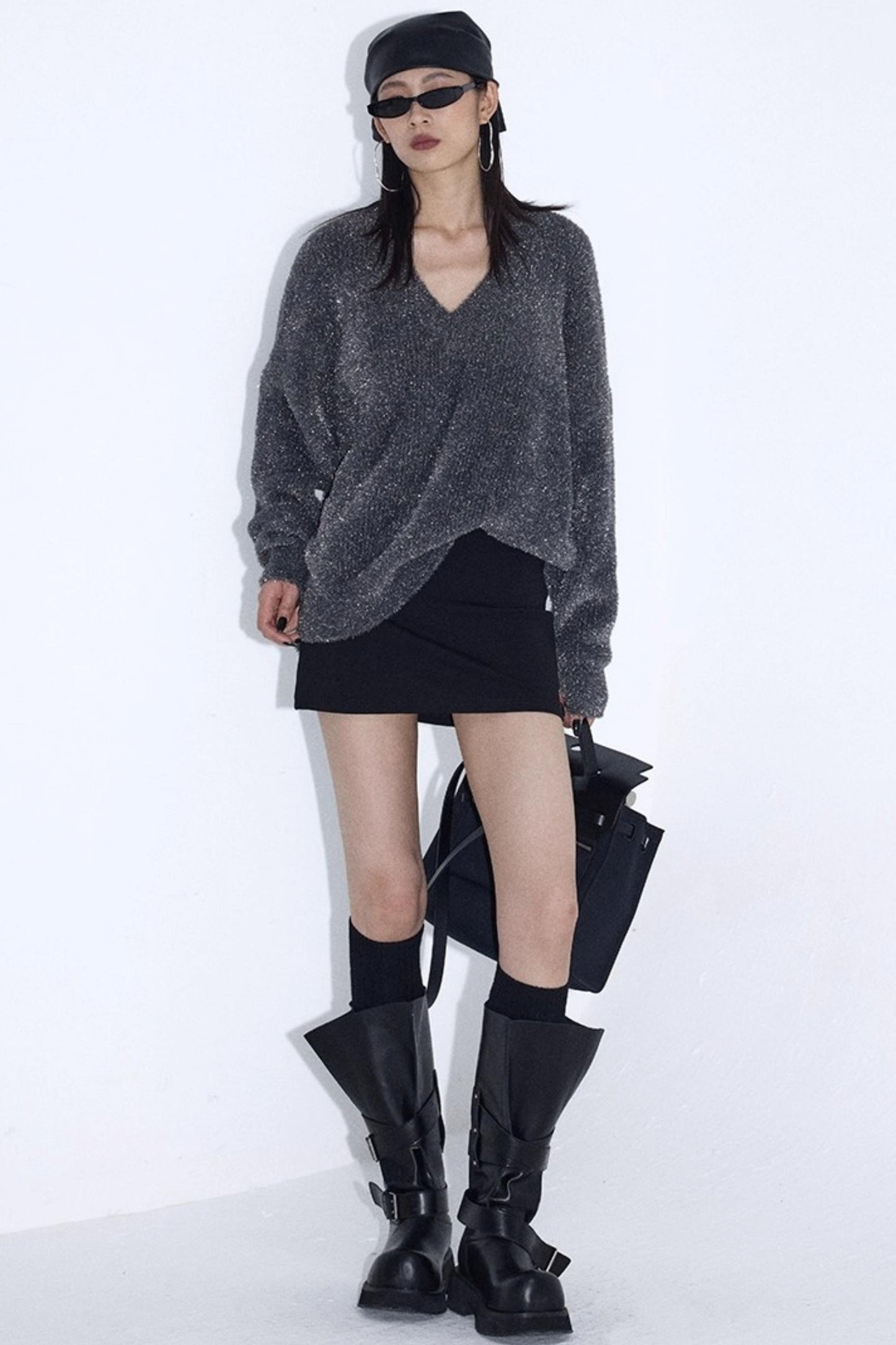 Silver V-Neck Sweater