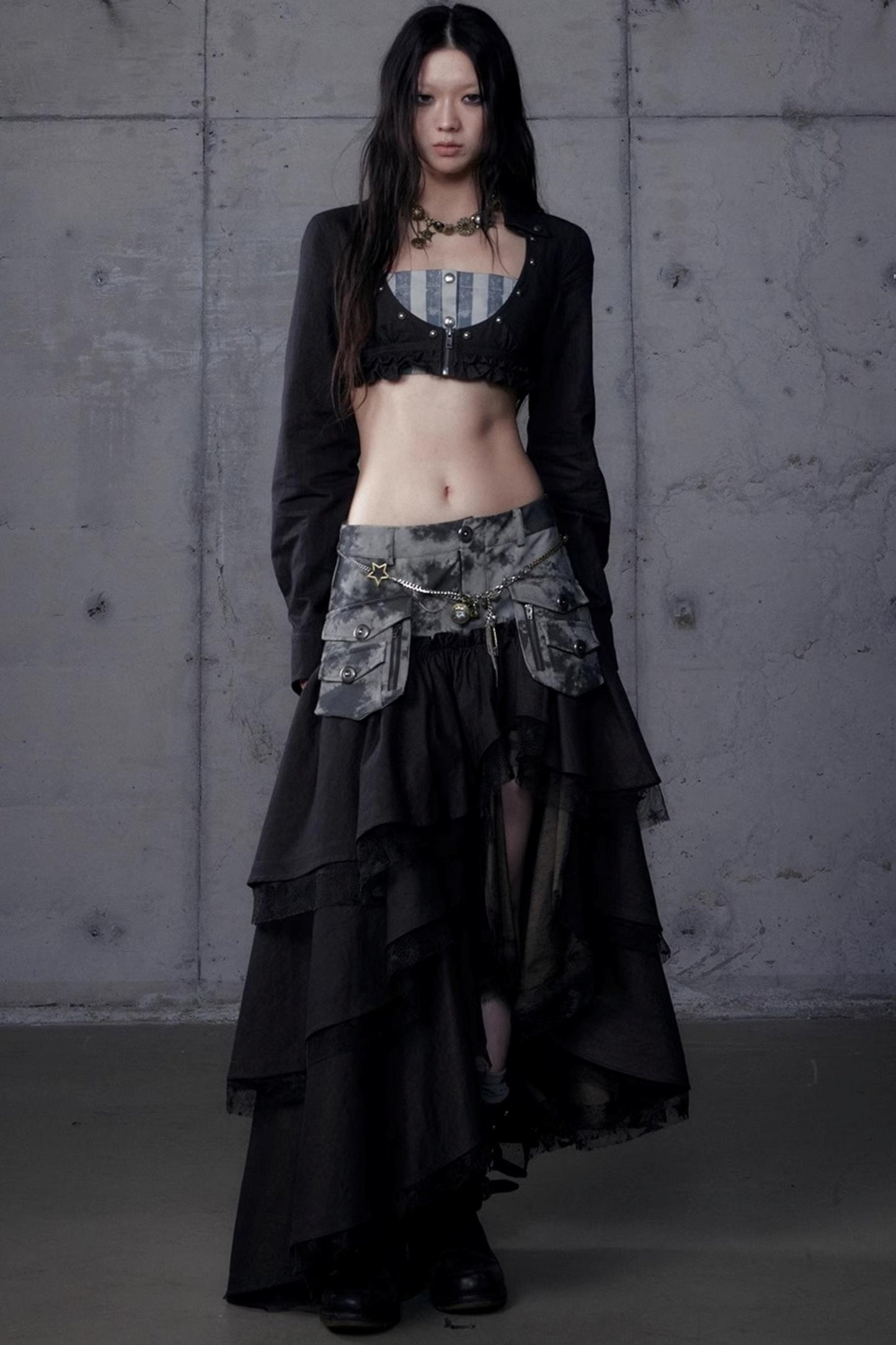 Vintage Punk Court Slim Print Long-Sleeved Shirts