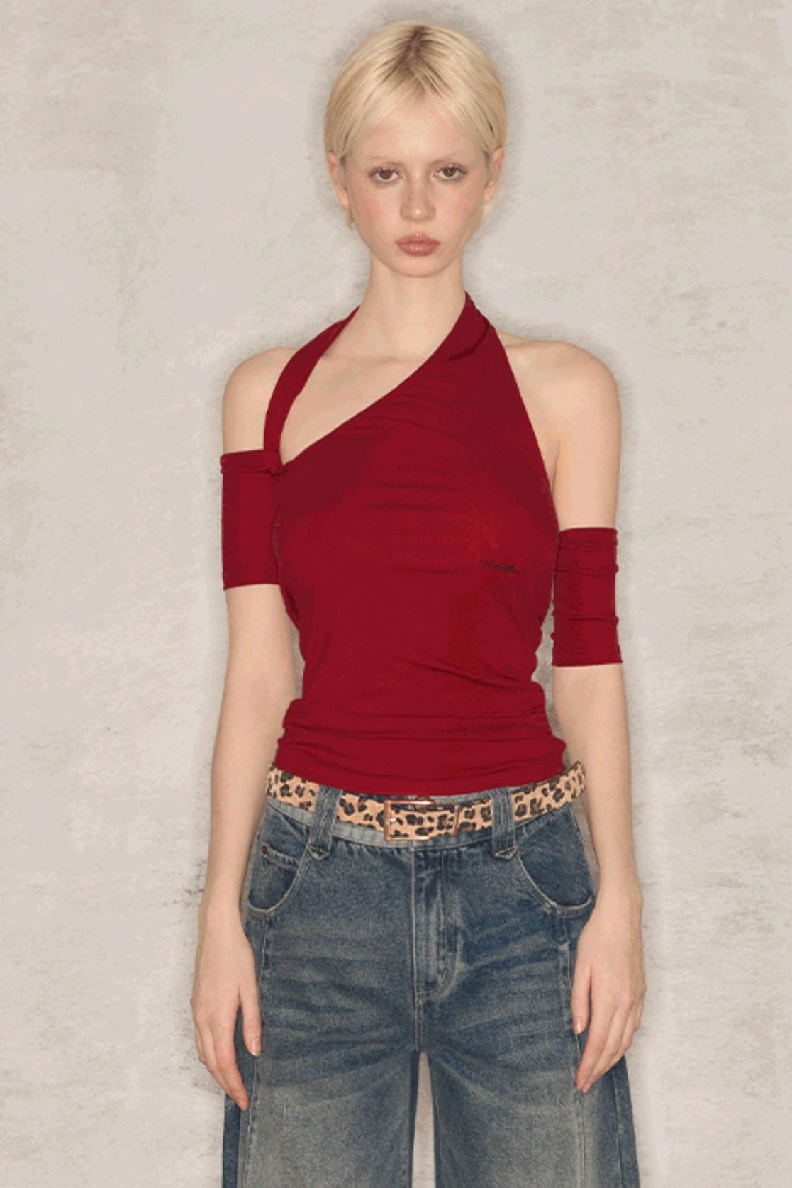 Twisted Halterneck Short Sleeve T-Shirt