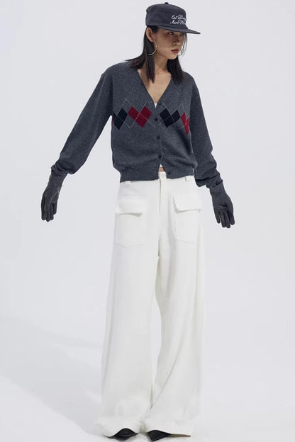 Strickjacke mit Herzmuster aus Wollmischung