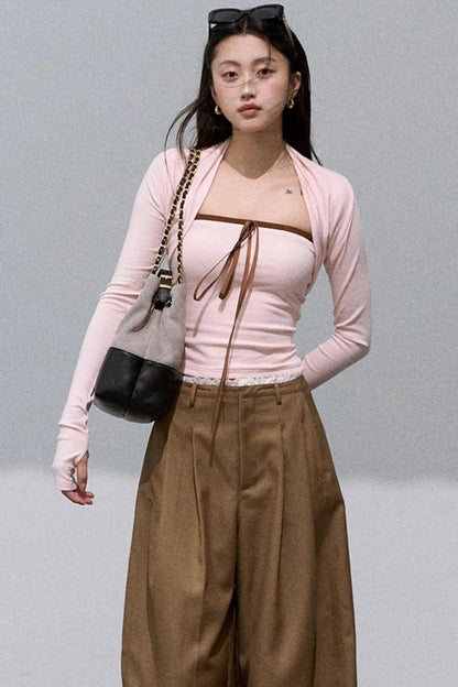 Slim Bandeau Cardigan Two-Piece Set