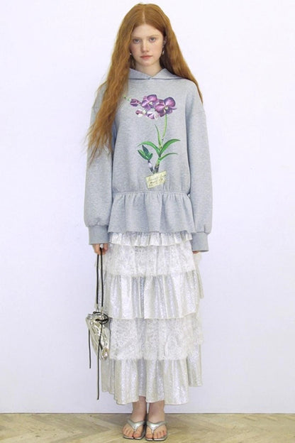 Glitter Panelled Lace Oversized Skirt