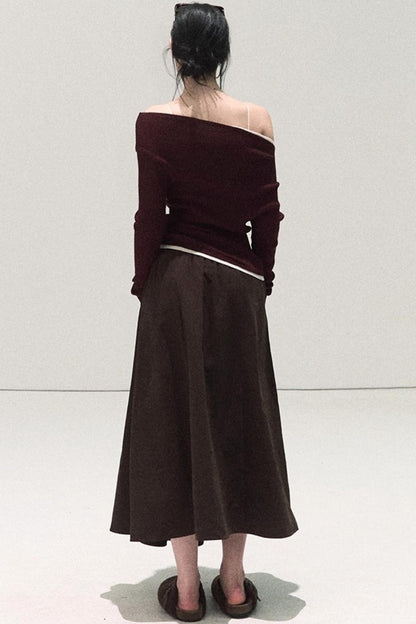 Wool Off-Shoulder Knit Top