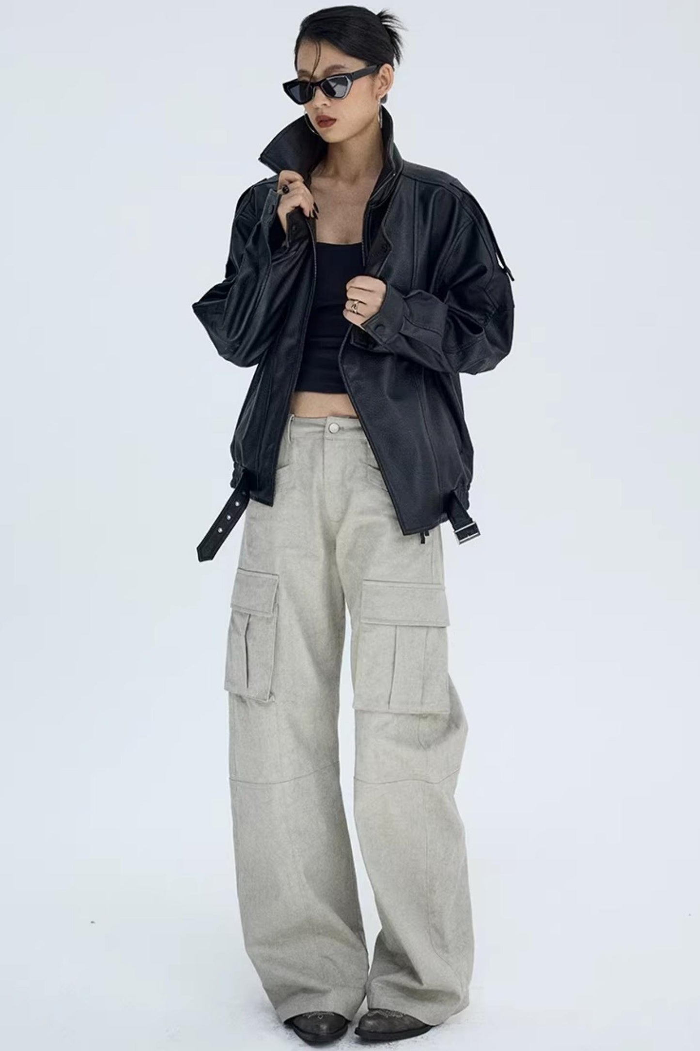 Retro Lychee Pattern Leather Jacket