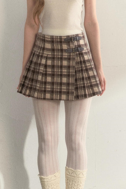 Retro Plaid Pleated Skirt