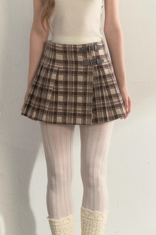 Retro Plaid Pleated Skirt