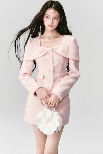 Pink French Tweed Skirt Set-Up