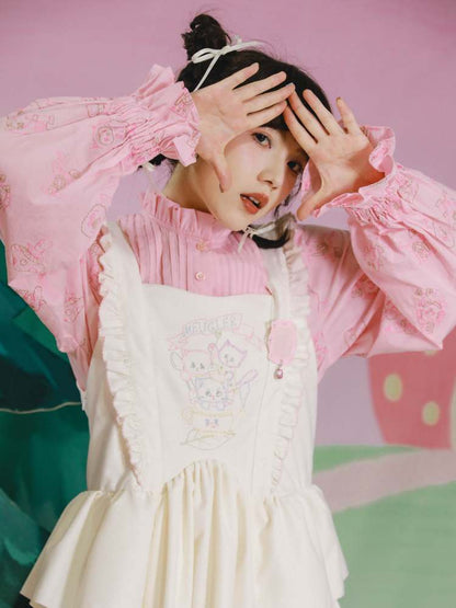 Cat Embroidery Lolita Apron Style Dress