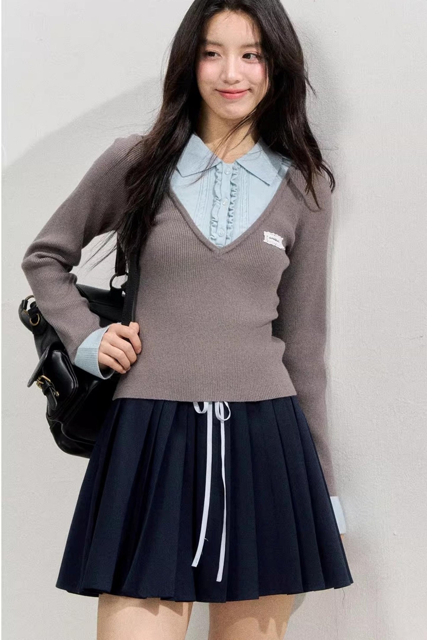 Spliced Waist Collegiate Skirt