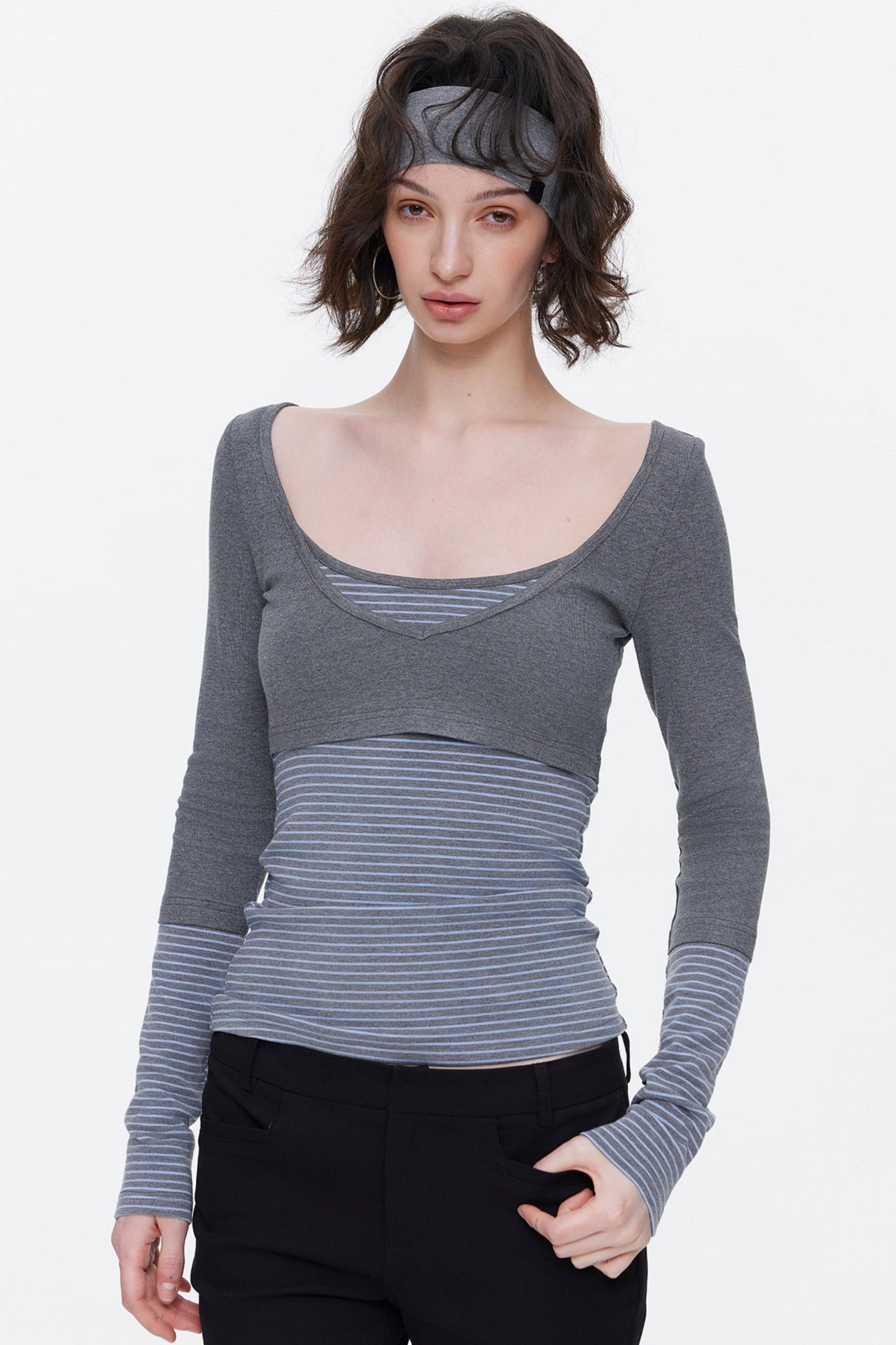 V-Neck Color-Blocked T-Shirt