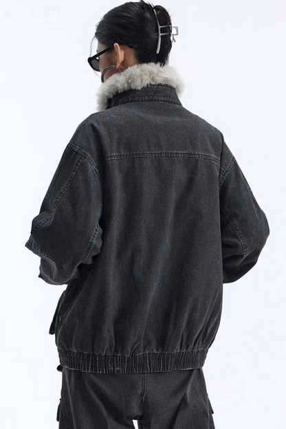 Abnehmbarer Kunstfellkragen gepolsterte Jacke