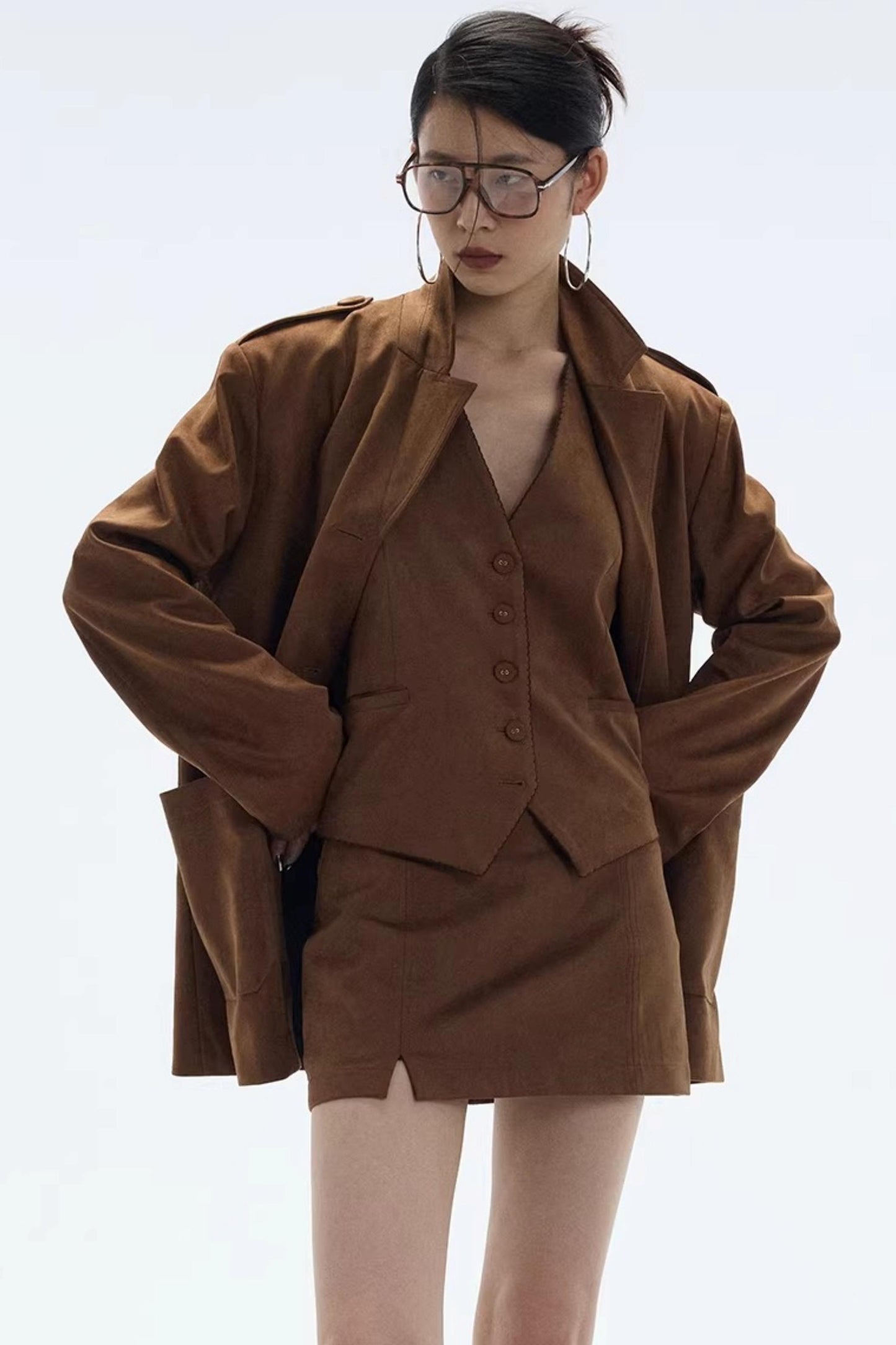 Hazelnut Suede Mini Skirt