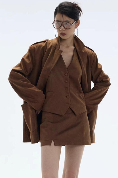 Hazelnut Suede Mini Skirt