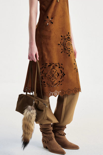 Two-Tone Lace Suede Dress