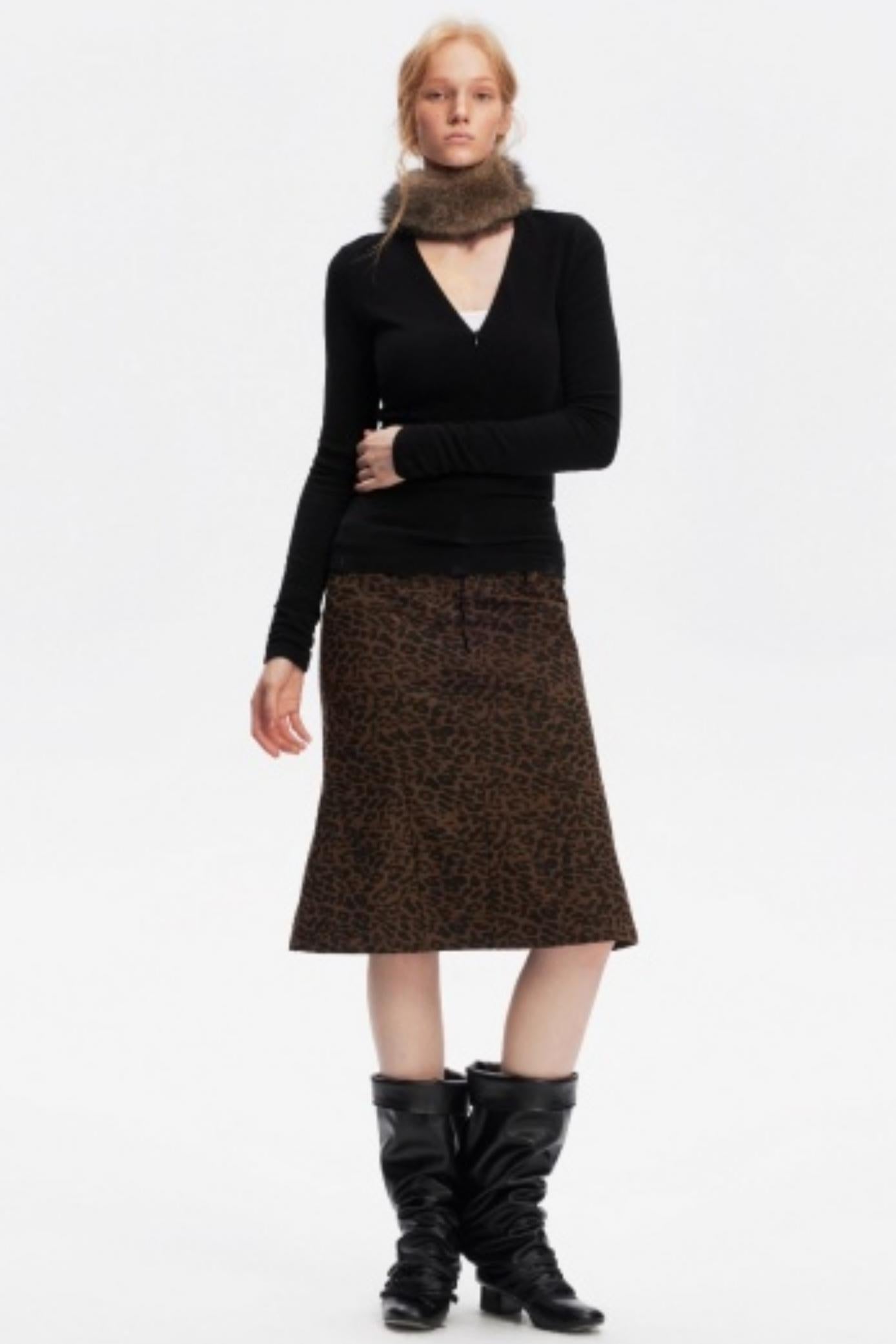 Leopard Print Fishtail Skirt