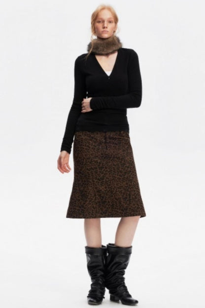 Leopard Print Fishtail Skirt